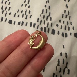 14K Gold Moon Star and Cherub Charm